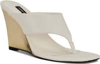 Nine West Presa Wedge Flip Flop in White at Nordstrom, Size 9.5