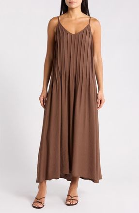 Blu Pepper Pleated Maxi Sundress in Brown at Nordstrom Rack, Size Medium