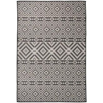 vidaXL Alfombra De Exterior De Tejido Plano Rayas Negras 160x230 Cm Vidaxl