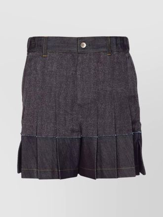 sacai denim pleated shorts pockets