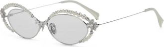 Yvmin Yvmin, Accessoires, Dames, Grijs, ONE Size, Metal Ribbon Zonnebril