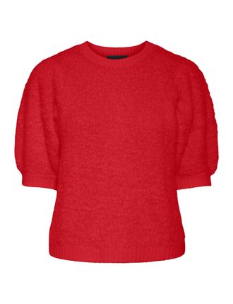 Pieces Womens Pcfee SS O-Neck Knit Jumper, Red (high Risk red), XS