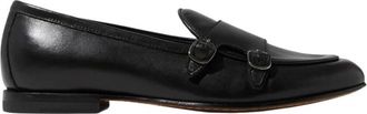 Scarosso Virginia Almond Toe Loafers - Dames - Loafers - Zwart - 38 1/2 EU - Leer - Schoenen