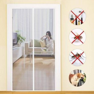 OEM Mosquitera Magn&eacute;tica Para Puerta, Cortina Antimosquitos, Cierre Autom&aacute;tico, Kit De Instalaci&oacute;n, Tira Adhesiva, 120x220 Cm, Blanca