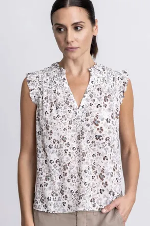 Go Silk Sleeveless Girly Crinkle Silk Blouse In Call Me Cougar