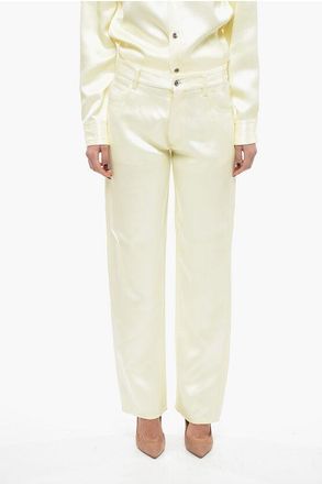 Bottega Veneta Viscose and Silk Blend Pants with Loose Fit size 42