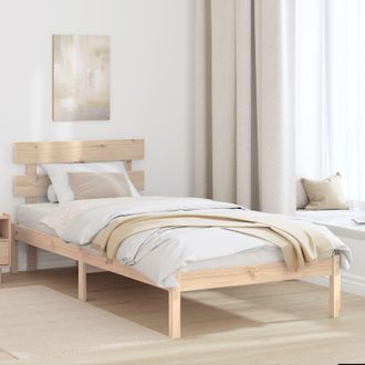 Berkfield Home Bed Frame with Headboard 75x190 cm Solid Wood Pine in Brown