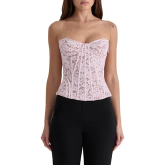House of CB Solaine Lace Corset Top in Baby Pink at Nordstrom, Size X-Large A