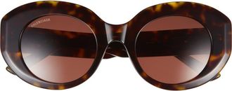 Balenciaga Oval Sunglasses in Havana Havana Brown at Nordstrom Rack