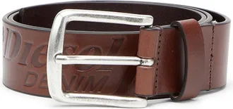 Diesel 4 cm leather belt with engraved logo - Belts - Man - Brown