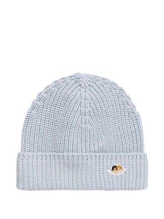 Fiorucci angels-patch knitted beanie hat - Blu