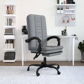 vidaXL Silla De Oficina Reclinable De Tela Gris Claro Vidaxl