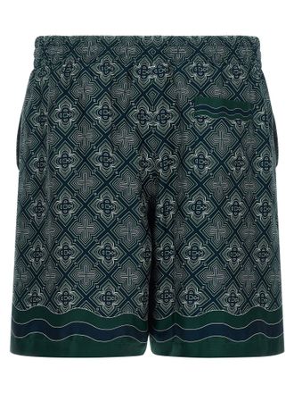 Casablanca Radiating Monogram Silk Twill Bermuda Shorts - Green