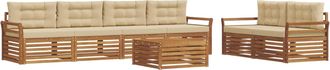 vidaXL Conjunto De Sof&aacute;s De Exterior 7 Uds. Natural Y Beige Vidaxl