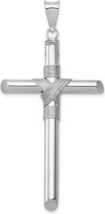 Diamond2Deal 14K White Gold Center Wrap Tube Cross Pendant