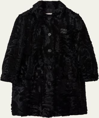 Miu Miu Curly Lamb Shearling Single-Breasted Jacket