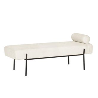 Koketto Home Banqueta tapizada color beige con patas negras