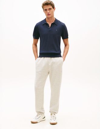 Tommy Hilfiger Mens Hilfiger Crest Logo Heathered Sweatpant - Light Grey Marbled Heather - XXL