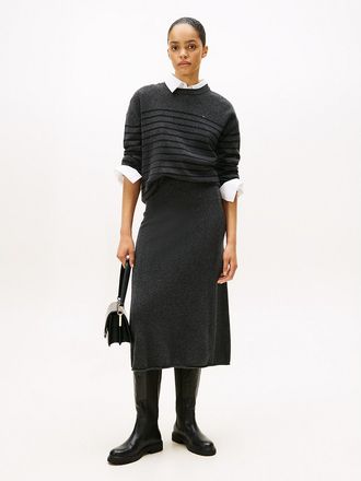 Tommy Hilfiger Womens Wool Midi Skirt - Grey - XL