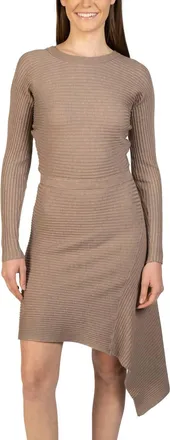 Love Token Asymmetrical Knit Sweater Dress In Oatmeal