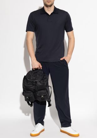 Emporio Armani Polo With Embroidered Logo, Mens, Navy Blue
