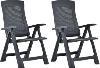 vidaXL Vidaxl - Sillas De Jard&iacute;n Reclinables 2 Unidades Pl&aacute;stico Gris Antracita