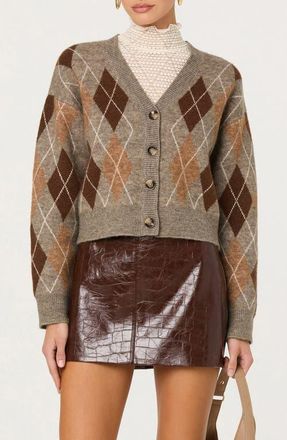 ASTR the Label Ashtyn Argyle Cardigan in Brown Argyle at Nordstrom, Size X-Small