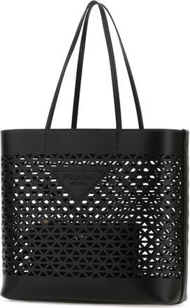 Prada Womens Black Leather Shopping Bag Nero Exterior: Borse A Mano