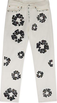 Denim Tears White Rhinestone Jeans