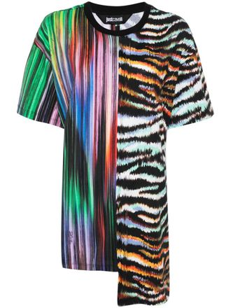 Just Cavalli T-shirt met contrasterende streep - Zwart