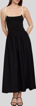 Blu Pepper Contrast Bow Strap Midi Dress in Black at Nordstrom Rack, Size Medium