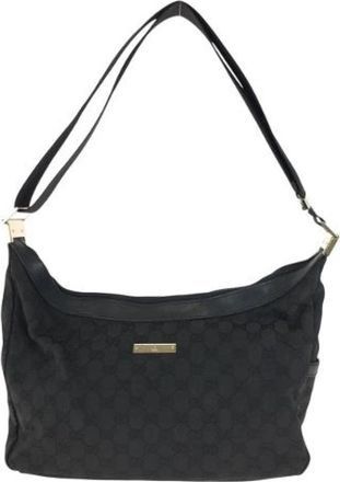 Gucci Pre-owned GG Canvas Leren Schoudertas - Dames - Vintage Schoudertas - Zwart - ONE Size - Leer - Vintage
