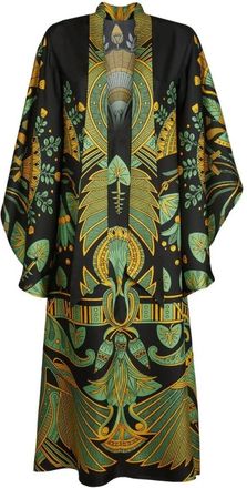 La DoubleJ Opulente Nile Zijden Midi Jurk - Dames - Casual kleedjes - Veelkleurig - L - Kleedjes