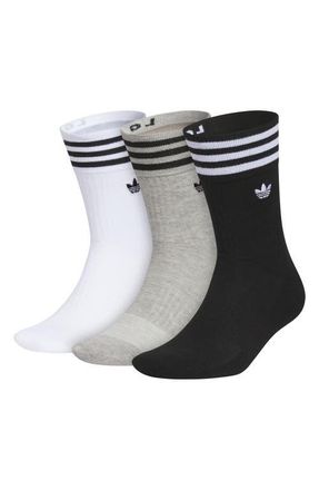adidas Assorted 3-Pack Roller 4.0 Crew Socks in White/Heather Grey/Black at Nordstrom, Size Large