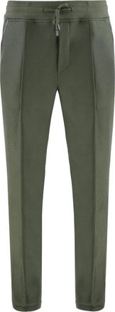 Moorer Wollen trainingsbroek met leren details - Heren - Sweatpants - Groen - 2XL - Wol - Broeken