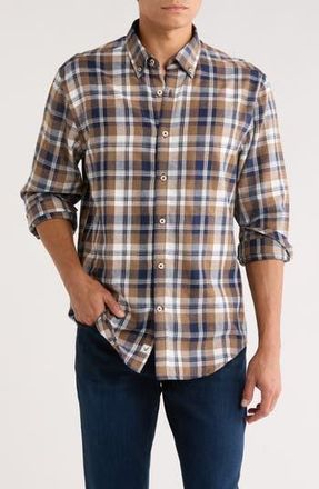 James Campbell Jenning Plaid Twill Button-Down Shirt in Mocha at Nordstrom Rack, Size Medium