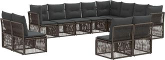 vidaXL Conjunto De Sof&aacute;s De Jard&iacute;n 12 Uds. Gris Rat&aacute;n Sint&eacute;tico Vidaxl