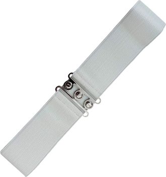Banned Retro Vintage 1950s Elasticated Wide Nurse Belt - White (Medium - UK 10-16)
