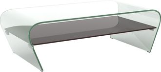 Vente-Unique Mesa de centro KELLY - Cristal curvado - Repisa negra lacada