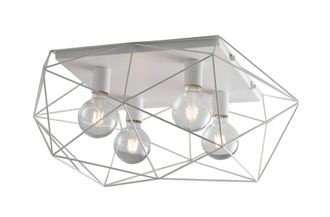 Netlighting Abraxas Globe Cage Semi Flush Ceiling Light White E27