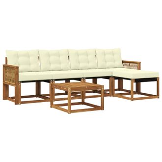 vidaXL Conjunto De Sof&aacute;s De Exterior Con Coj&iacute;n 6 Pcs Natural Y Crema Vidaxl