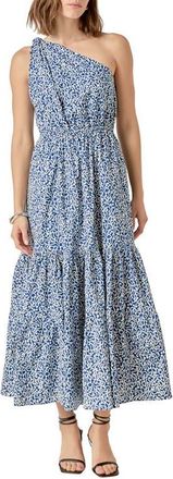 English Factory One-Shoulder Fit & Flare Dress in Blue at Nordstrom, Size X-Small