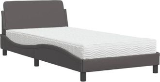 vidaXL Cama Con Colch&oacute;n Cuero Sint&eacute;tico Gris 100x200 Cm Vidaxl