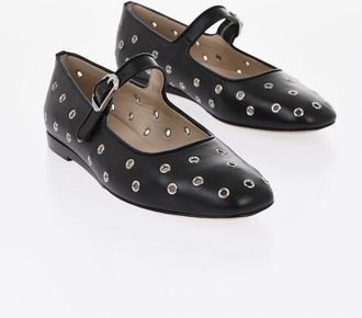 Le Monde Beryl Leather Mary Jane Ballet Flats with Eyelets size 36,5
