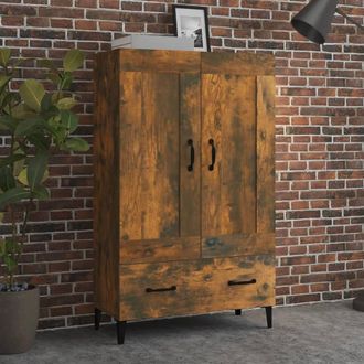 Berkfield Home Highboard Smoked Oak 70x31x115 cm Engineered Wood in Brown | Size: 70 x 31 x 115 cm