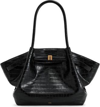 JW PEI Large Hana Faux Leather Tote in Black Croc at Nordstrom