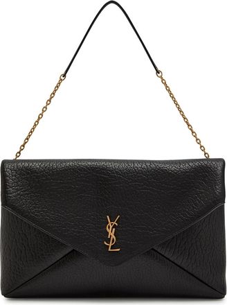 Saint Laurent Envelope Grained Leather Pouch - Black - One Size