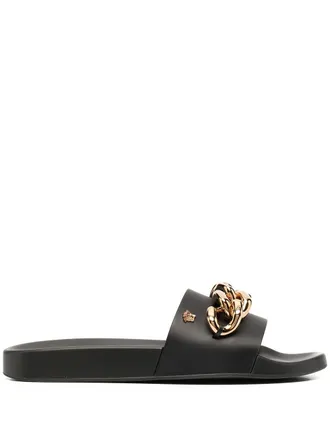 Versace Medusa slippers met ketting - Zwart