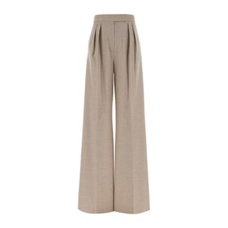 Max Mara Zulia Wijde Broek - Dames - Broeken - Beige - Maat: 2XS Kasjmier