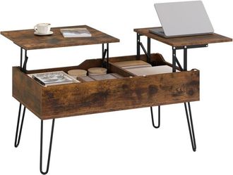 Woltu Woltu - Mesa De Centro Elevable Mesa Elevadora Para Sal&oacute;n Sof&aacute; Caf&eacute;, Marr&oacute;n Vintage